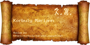Korbuly Mariann névjegykártya